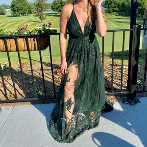 Hunter green floral maxi dress
